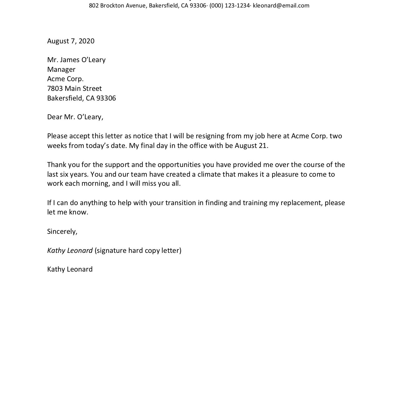 Write Resignation Letter Template Blank - paseewed